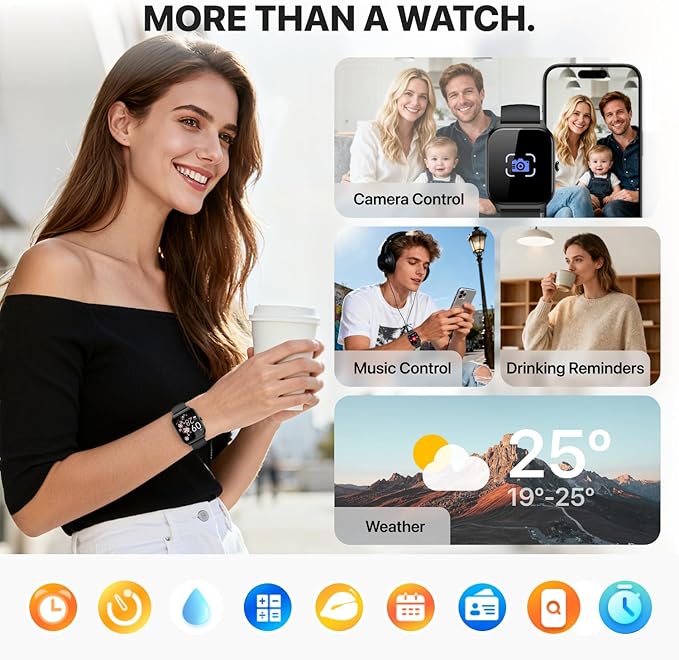 Smart Watch for Women Men,(Answer/Make Call) 1.83'' Fitness Activity Tracker Smartwatch for Android iPhone iOS Compatible,IP68 Waterproof Step Counter Watch with Sleep Monitor, 2 Traps