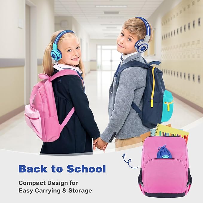 SIMOLIO 2 Pack Wired Headphones for Kids School with Share Port, 75dB/85dB/94dB Volume Limited & Mic, Foldable Children Headphones for Boys/Girls/Travel/Plane/Tablet/iPad/Kindle (Mint,Grey)