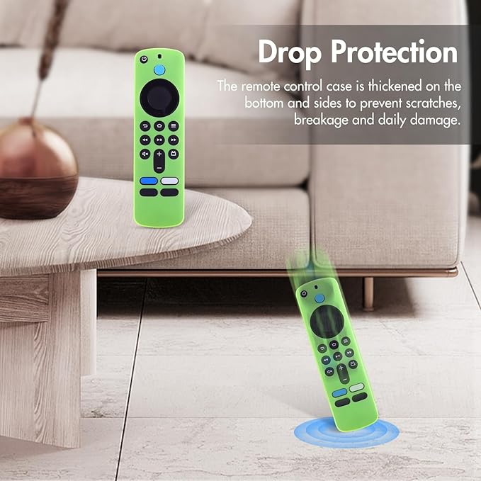 LEFXMOPHY Glow Cover for TV Stick HD / 4K (2024 Model) Wi-Fi 6 4 K Voice Remote Control Silicone Green Case with Lanyard