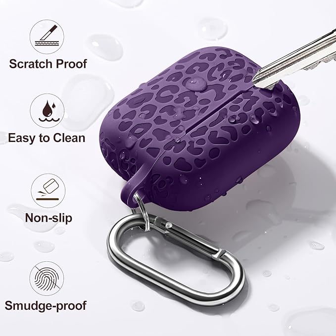 Fashion Engraving Leopard Case Compatible for Airpods Pro 2 Case Cover 2022/Airpod Pro Case Cover,Soft Silicone for Airpods Pro 2nd Generation Case,Front LED Visible