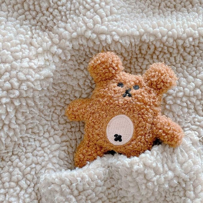 Yatchen Plush Case Compatible with AirPods 1&2, Cute 3D Cartoon Fur Bear Design Funny Cover with Keychain Protective Case