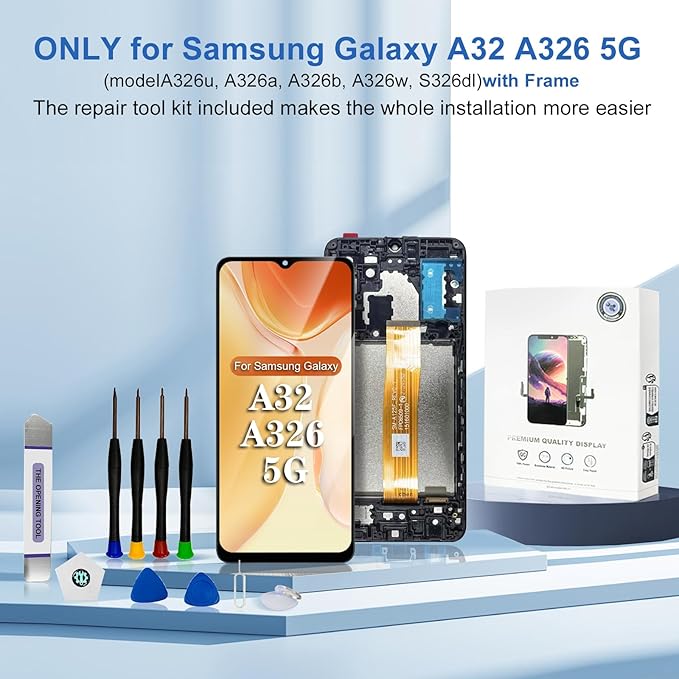 EFAITHFIX for Samsung Galaxy A32 5G Screen Replacement with Frame 6.5 Inch LCD Display Digitizer for Samsung A326U A326B A326A A326W S326DL Screen Replacement Touch Screen Assembly with Repair Tools
