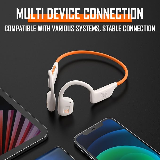 Lightweight Bone Conduction Headphones, Open-Ear Sports Headset with Noise-Reducing Mic, Sweatproof, 10H Playtime, Fast Charging, Secure Fit for Running Workout Fitness