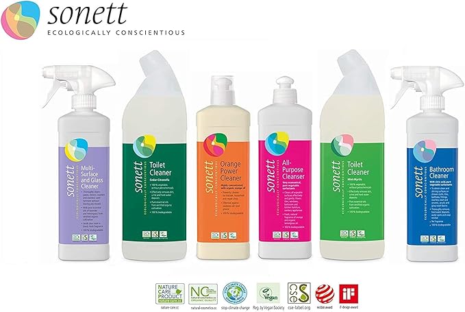 Sonett Organic Multi-Surface and Glass Cleaner Spray Liquid 17 fl oz (6 Count)