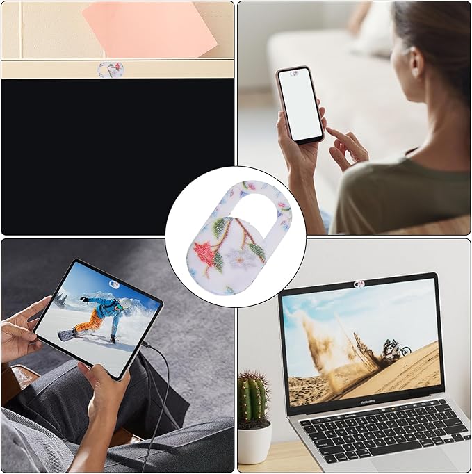8PCS Webcam Cover Slide,Flower Pattern 0.03in Thin Phone Camera Cover Laptop Computer Camera Cover Slide Blocker Slider Lens Cover Protector Protect Privacy Security Fits Desktop PC Tablet Pad