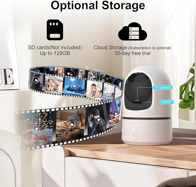 2K Indoor Security Camera, 360° WiFi Cameras for Home Security, Baby/Pet Camera with Phone App, One-Touch Call, Auto Tracking, IR Night Vision, Motion Detection, 2.4Ghz WiFi (2 Pack)