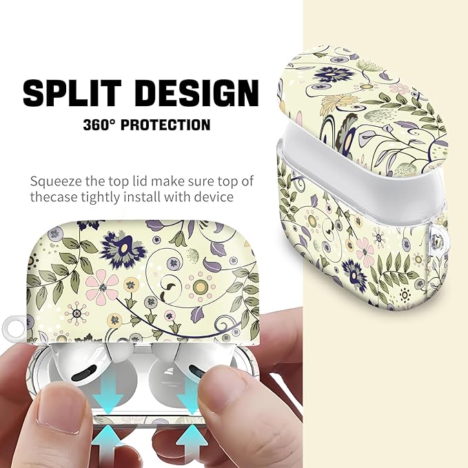 Compatible with AirPod Pro 2nd//1st Generation Case Cover with Key Chain,Full Protective Shockproof Wireless Headphone Case for Airpod Pro 2023/2022/2019(Tree Branches)