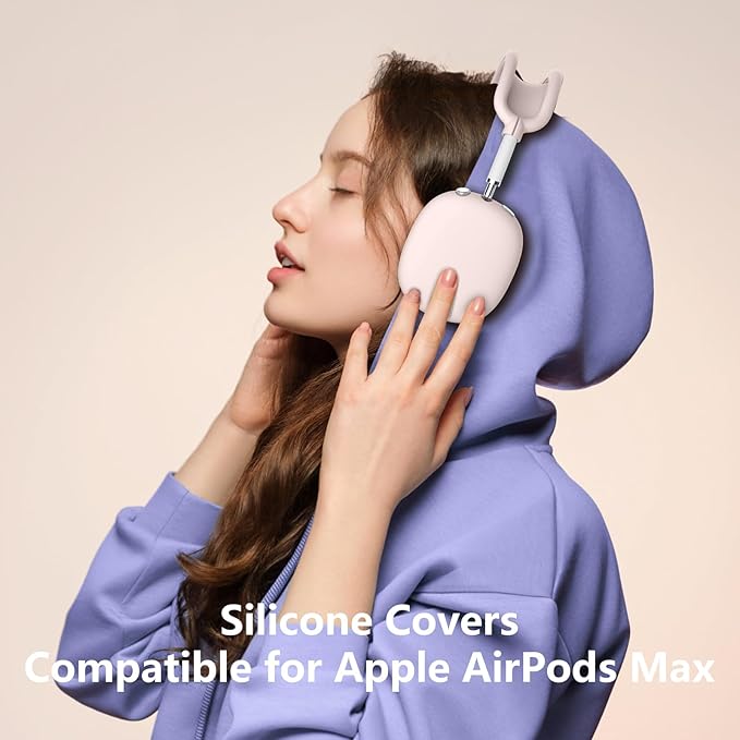 Silicone Case Cover for AirPods Max, Ear Pad Case Cover/Ear Cups Cover/Headband Cover for AirPods Max Headphones, Accessories Soft Silicone Protector for Apple AirPods Max New USB-C (2024) (Ivory)