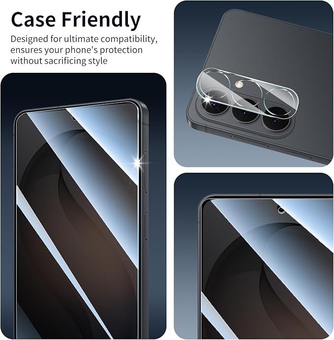 3+3-Pack, Privacy Screen Protector and Camera Lens Protector for Samsung Galaxy S26+/S26 Plus, Anti-Spy Tempered Glass Film, Dark Private Black Protection, 9H Hardness, Anti-Scratch, Bubble Free