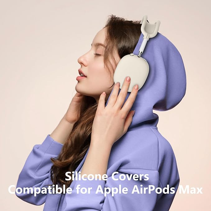 Silicone Case Cover for AirPods Max, Ear Pad Case Cover/Ear Cups Cover/Headband Cover for AirPods Max Headphones, Accessories Soft Silicone Protector for Apple AirPods Max New USB-C (2024) (Beige)