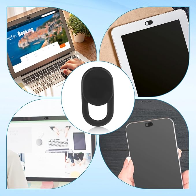 100pcs Laptop Camera Covers, Black Ultra-Thin Front Webcam Privacy Cover Slide Webcam Protects Your Privacy & Security for Laptop Desktop Cell Phone Tablet Accessories