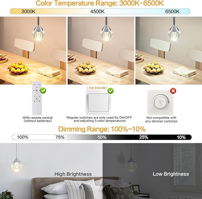 1-Light Teardrop Crystal Pendant Light - Chrome Finish Globe Ceiling Hanging Fixture D3.9 inch LED Pendant Light with Remote ,Raindrop Chandelier for Kitchen Island, Dining Room, Bar