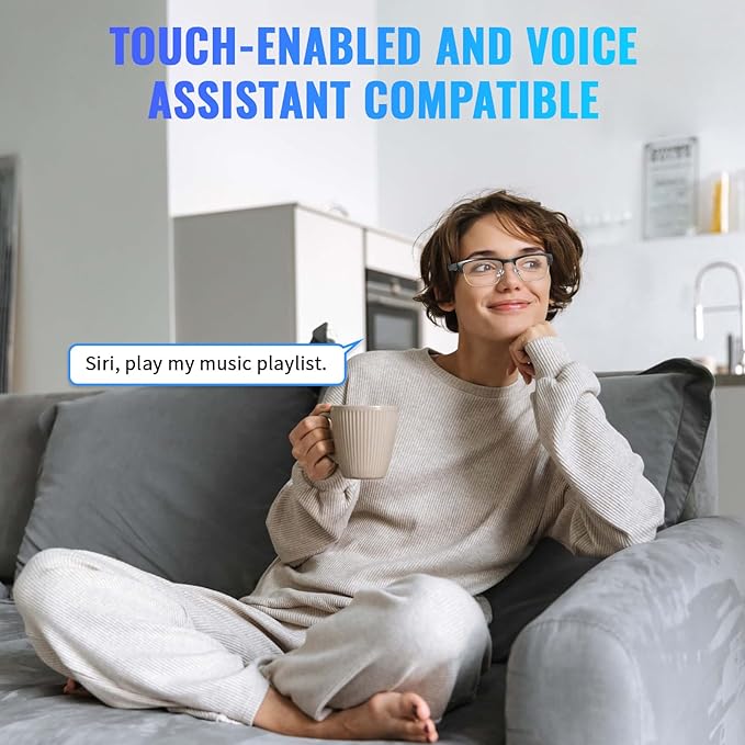Bluetooth Audio Smart Glasses - Blue Light Glasses for Women and Men, Open Ear Sound with Mic & Speakers, Blue Light Filter & Polarized Sunglasses Lenses,Silver