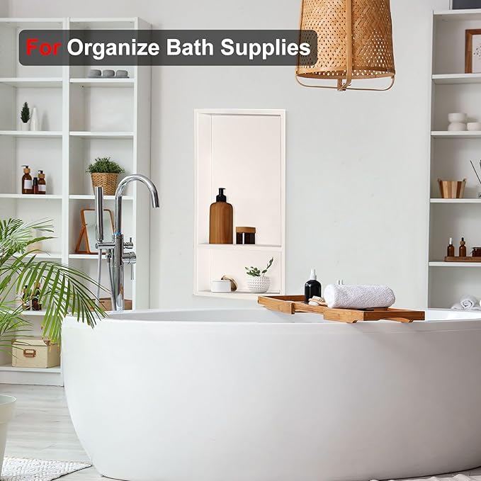 Shower Niche, Stainless Steel Elegant Bathroom Niche, No Tile Needed Recessed Shower Shelf Organizer for Storage