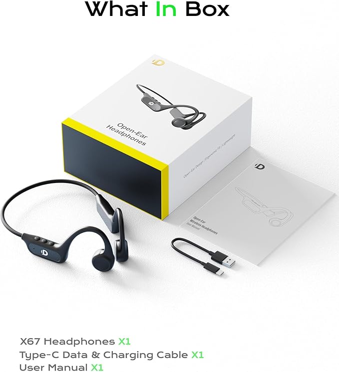 Open Ear Bone Conduction Headphones for Running - Bluetooth 6.0 Wireless Sport Earphones, Up to 12H Playtime, IP54, Built-in Mic, Secure Fit