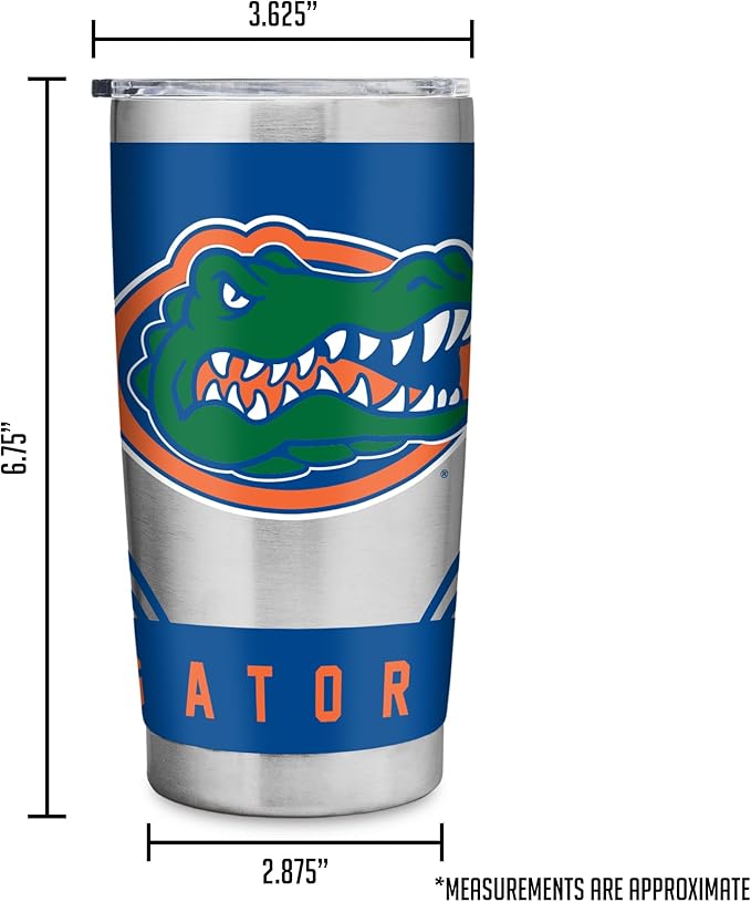 Rico Industries NCAA 20oz Stainless Steel Tumbler with Lid - Great For Coffee, Tea, Water or Cocktails