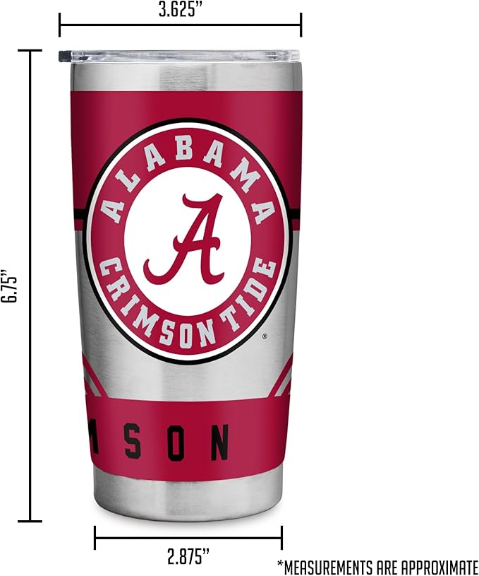 Rico Industries NCAA 20oz Stainless Steel Tumbler with Lid - Great For Coffee, Tea, Water or Cocktails