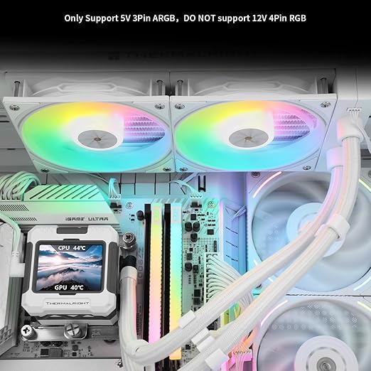 Thermalright FW240 Black CPU AIO Cooler,PC 240 Specification Water Cooler System,IPS LCD Screen with 320*240 Resolution,for AM5&Intel LGA1700/1851,High Performance Pump,Comes with 2.4-inch LCD Display