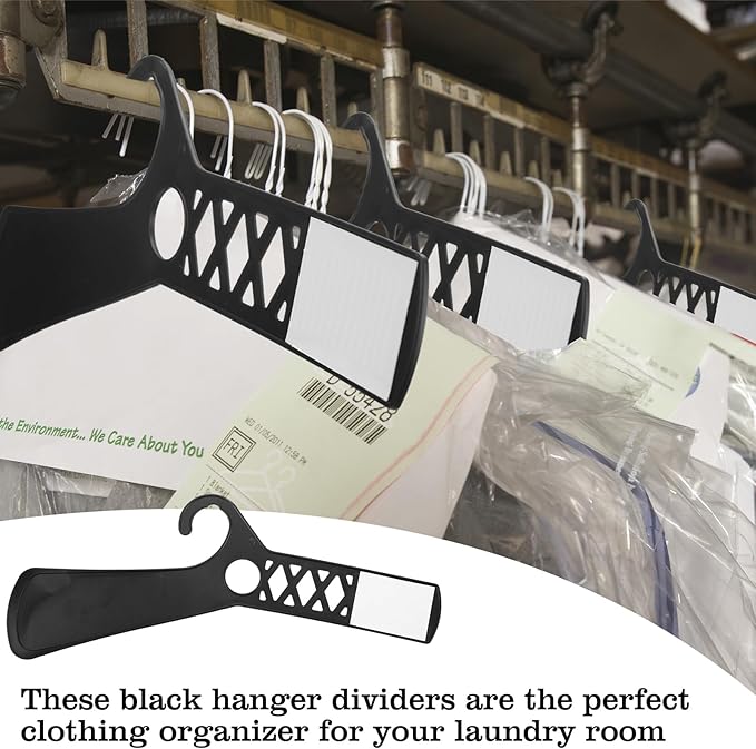 25 Pcs Large Garment Rack Divider and 50 Pcs White Blank Cards, 18 Inch Black Closet Dividers for Hanging Clothes, Plastic Clothing Rack Tag Dividers for Clothes Organization