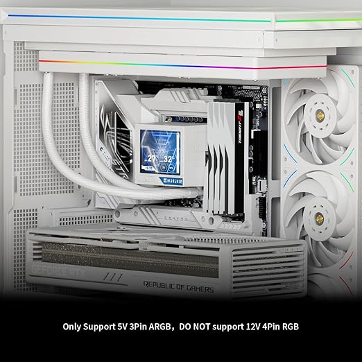Thermalright Mjolnir Vision 360 UB PRO ARGB White Aio CPU Liquid Cooler,IPS Screen with 640x480 Resolution,3-in-1 Exhaust Fan,for AM5/Intel LGA1851/1700, 3.5in Magnet-Absorbent LCD Screen