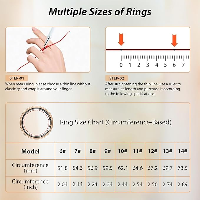 Smart Ring for Women Men Fitness Ring with Heart Rate, Blood Oxygen, Blood Pressure, sleep tracker, Step tracker, IP68 Waterproof health ring for iOS & Android,No Subscription Fee (Rose Gold, 12#)