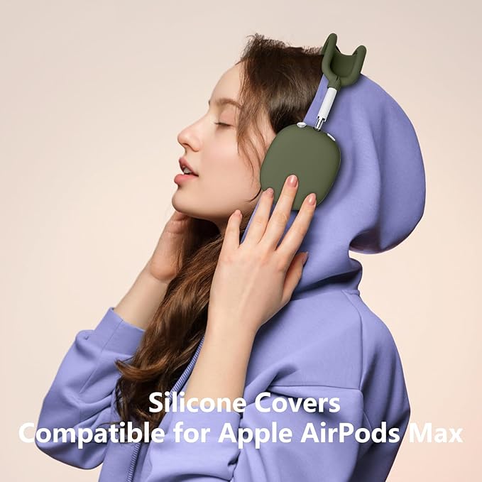 Silicone Case Cover for AirPods Max,Ear Pad Case Cover/Ear Cups Cover/Headband Cover for AirPods Max Headphones,Accessories Soft Silicone Protector for Apple AirPods Max New USB-C (2024) (Army Green)