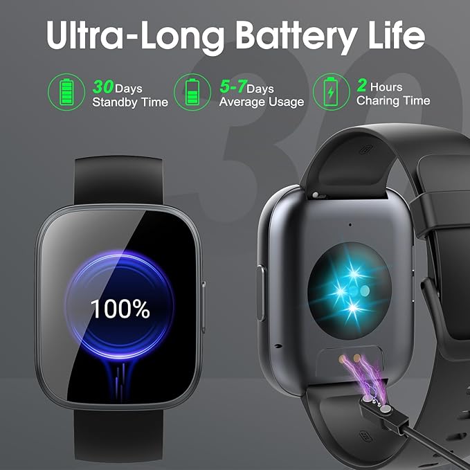 Smart Watch for Men Women(Answer/Make Calls), 1.95" HD Touch Screen Fitness Watch with Sleep Heart Rate Monitor, 110+ Sports Modes, IP68 Activity Trackers Compatible with Android iOS (Black)