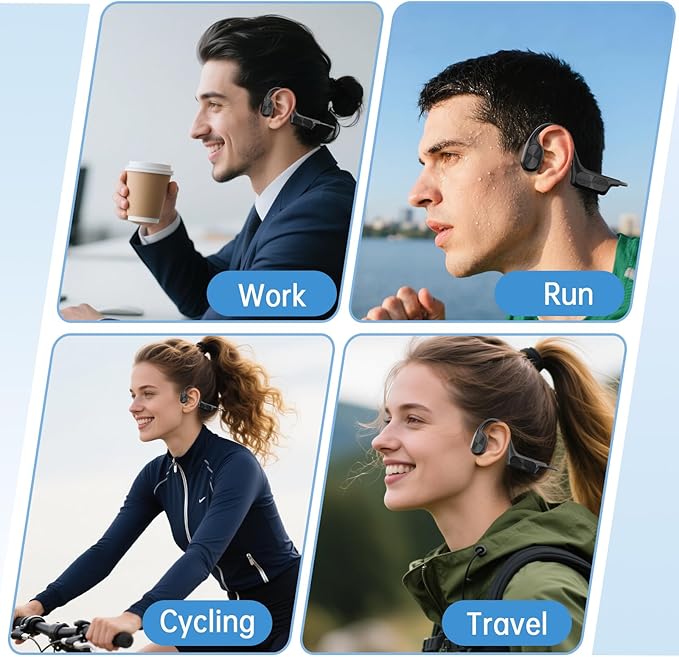 Bone Conduction Headphone, Open Ear Headphone Wireless Headphone Built-in 64GB MP3 IPX7 Waterproof Swimming with Mic Bluetooth 5.3 Sports Earphone Black