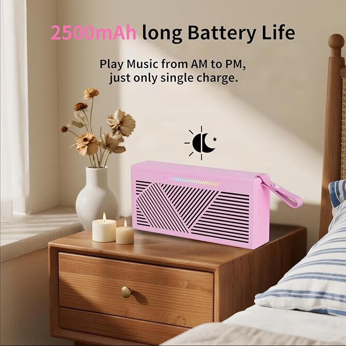 Bluetooth Speaker, Portable Wireless Bluetooth Speakers with HD Sound, IPX5 Waterproof Speaker with RGB LED Lights, Bluetooth5.3, TWS Pairing, Long Playtime, for Home/Party/Outdoor/Beach/Bathroom