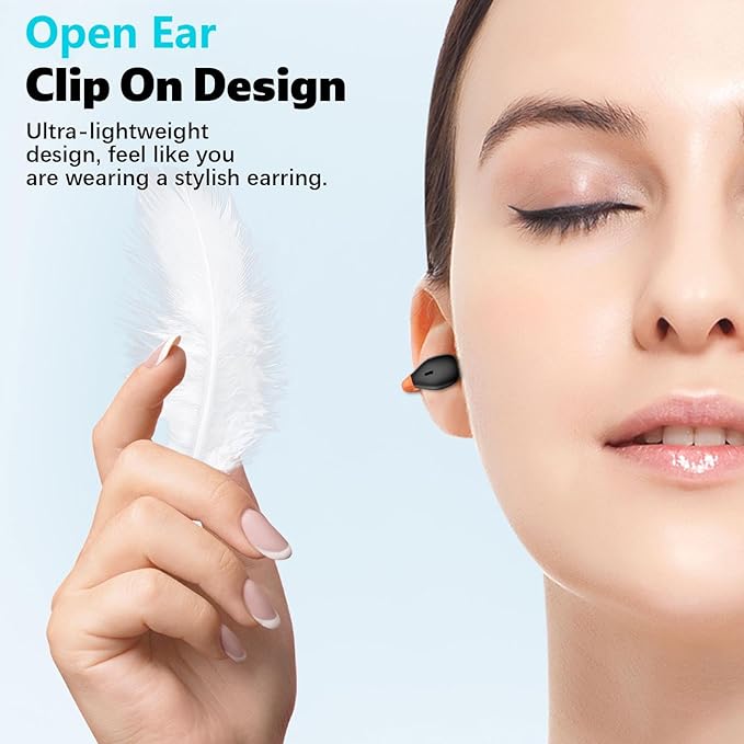 Open Ear Wireless Earbuds Secure Clip Sports Headset Light Bone Conduction Running Headphone Bluetooth Gaming Earphone for iPhone 17 Pro Max 16e 16 15/Samsung A17 A16 S26 S25 S24/Pixle 9 10/Android