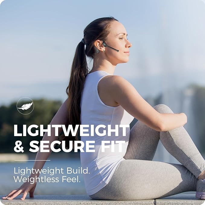 Open Ear Headphones with Mic, 32g Bluetooth Headset with Microphone, Dual Connect Bluetooth 6.0 with Noise Cancelling Mute Function, Wireless Headset with Mic for Sports,Work, Drivers, Call Centre