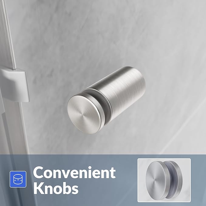 SUNNY SHOWER 60 in.W x 72 in.H Semi-Frameless Shower Door, DoubleSliding Glass Shower Door, 1/4" Clear Glass Shower Enclosure, Brushed Nickel Finish