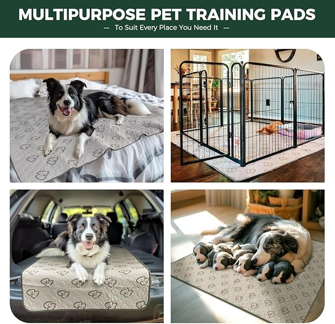 FXW Washable Pee Pads for Dogs, Puppy Pads with Super Absorbent, Specifically Designed for FXW Rollick/Homeplus 32/40/45inch 6 Panels Dog Playpen, 35" Hexagon, Khaki, 2 Packs