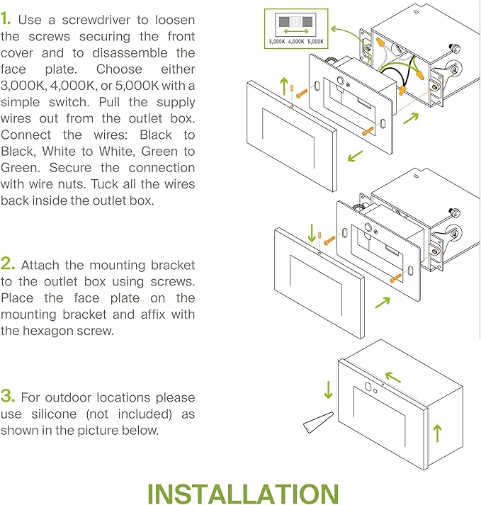 ASD LED Recessed Step Light Fixture, Dusk To Dawn Outdoor Stair Tread Lighting | 3CCT, Photocell, Waterproof, ETL Listed | 3W 120LM 3000K-5000K 120V | Staircase Hardwired Illumination | White, 12 Pack