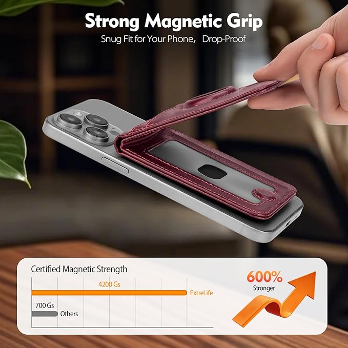 Compatible with Magsafe Case with RFID Blocking Card Holder AirTag pocket for iPhone 17/16/15/14/13/12 Pro/Pro Max/PlusSeries,Not Fit iPhone Mini,Wine Red