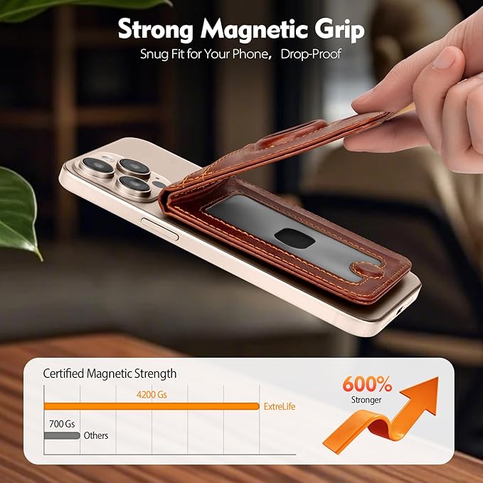 Compatible with Magsafe Case with RFID Blocking Card Holder AirTag pocket for iPhone 17/16/15/14/13/12 Pro/Pro Max/PlusSeries,Not Fit iPhone Mini,Brown