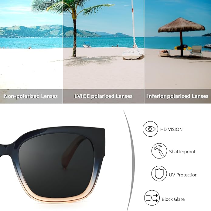 LVIOE 2 Pack Polarized Fit Over Sunglasses for Women Men Oversized Square Over Glasses Sunglasses with UV Protection LS7511