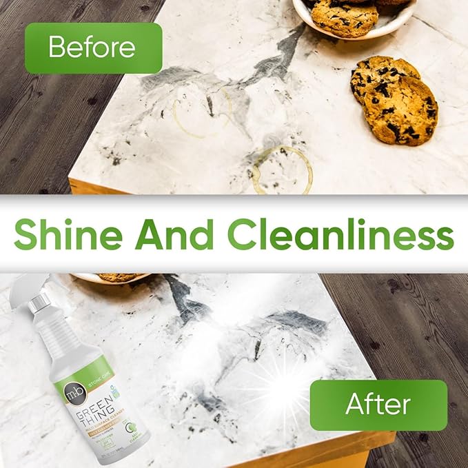 MB Stone & More GT-1 Green Thing - Multi Surface Cleaning Spray for Kitchen Counter Cleaner Spray for Marble- No Streak Formula for Stone, Glass, Granite, Ceramic, Corian, Porcelain (32 Fl Oz)
