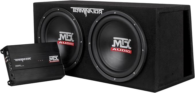 MTX TNP212DV 12-Inch 2000-Watt Dual Loaded Vented Subwoofer Enclosure with Amplifier, Black
