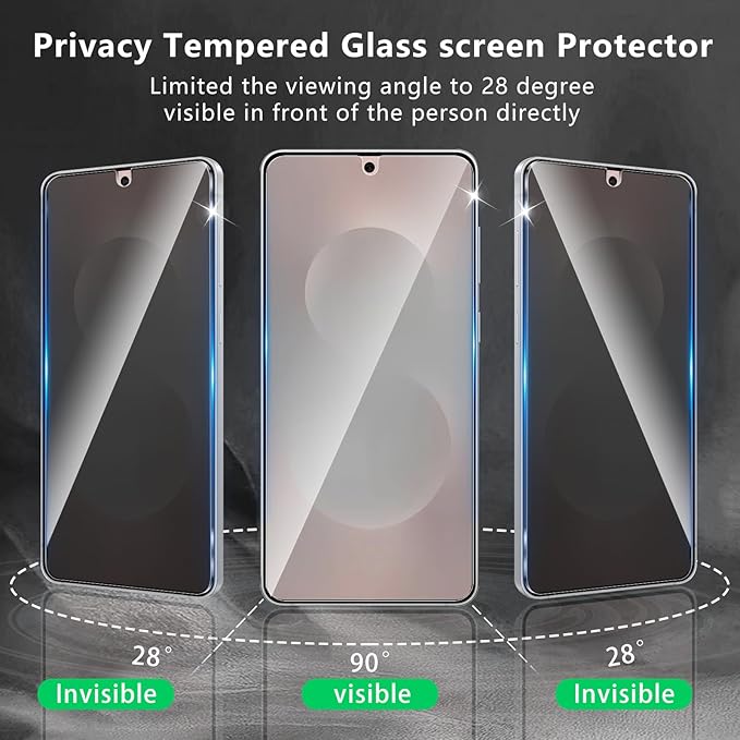 3 Pack Privacy Screen Protector Designed for Samsung Galaxy S25 Edge,Full Coverage Anti-Spy Tempered Glass Film,9H Hardness,Anti-Fingerprint,Bubble Free,Easy to Install