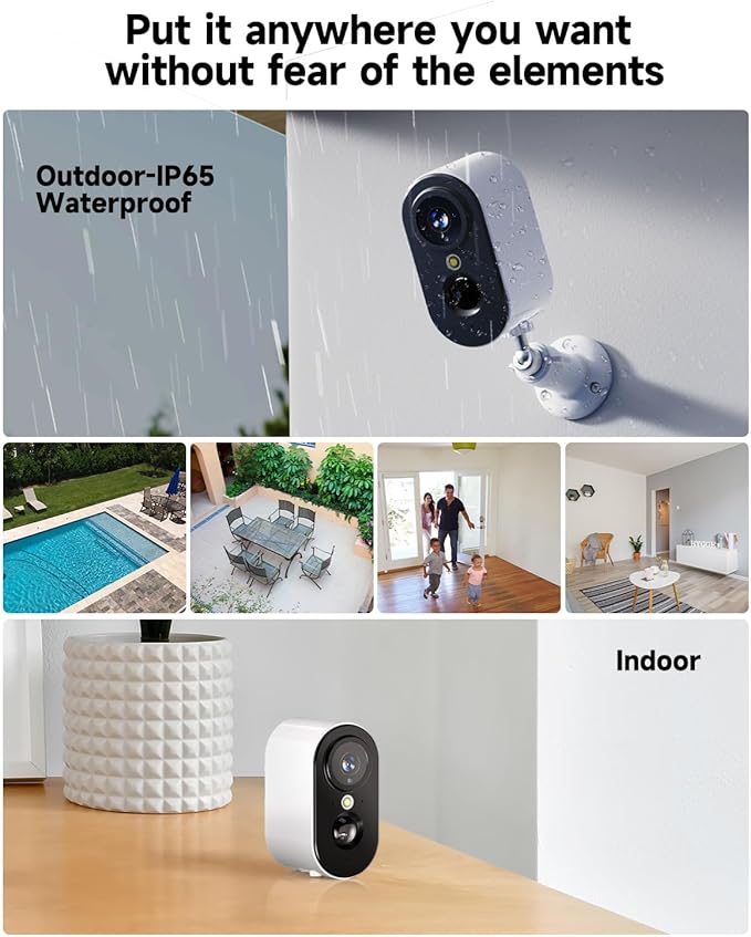 LIWAN Security Cameras Wireless Outdoor Indoor, 2.4GHZ WiFi Security Camera for Home Security, 2K HD Battery Powered, Color Night Vision, Motion Detection, 2-Way Talk, SD/Cloud Storage