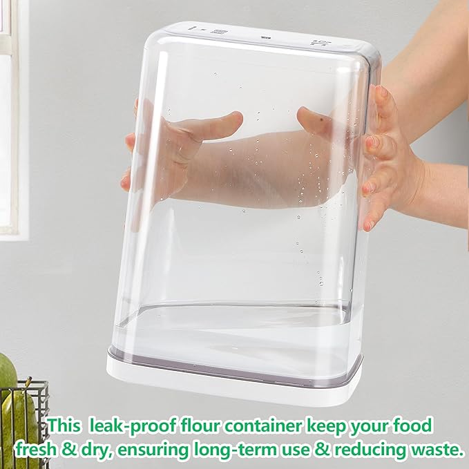 6 Qt Food Storage Container with Pop-up Lid -Airtight Crystal-Clear Plastic Flour Container, Tall and Slim Storage Bin Fit for Kitchen Pantry Organization