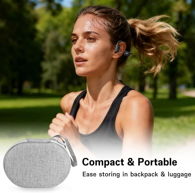 Hard Case for SHOKZ New OpenRun Pro 2/Pro 2 Mini/Open Run/OpenMove/OpenRun/OpenSwim Open-Ear Bone Conduction Sport Headphones Travel Bag,Grey