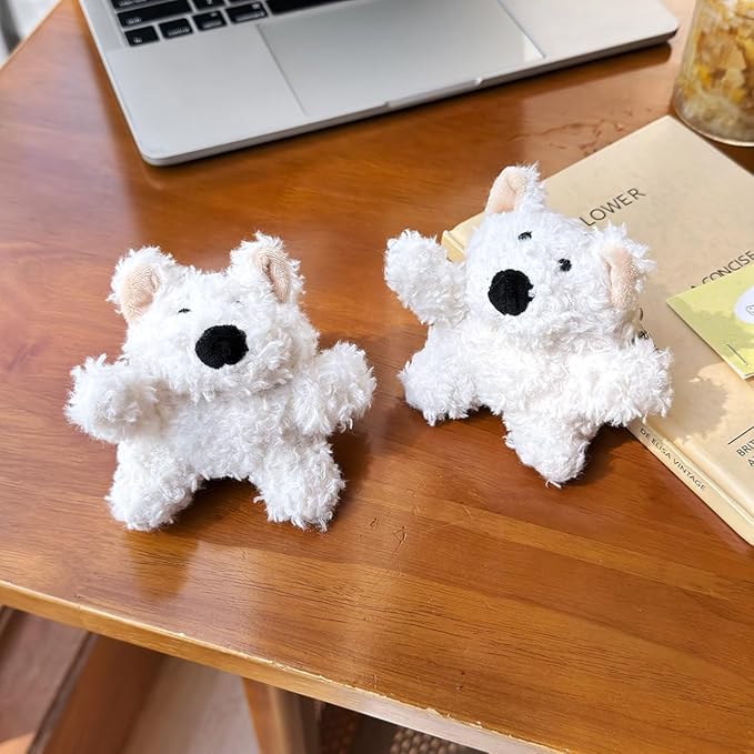 Yatchen Furry Case for AirPods 3,Funny Cute 3D Cartoon Plush Kawaii Western Highland Dog Design Fluffy Soft Warm Cover Case Carrying Charging Box with Keychain Anti-Fall Protective Case