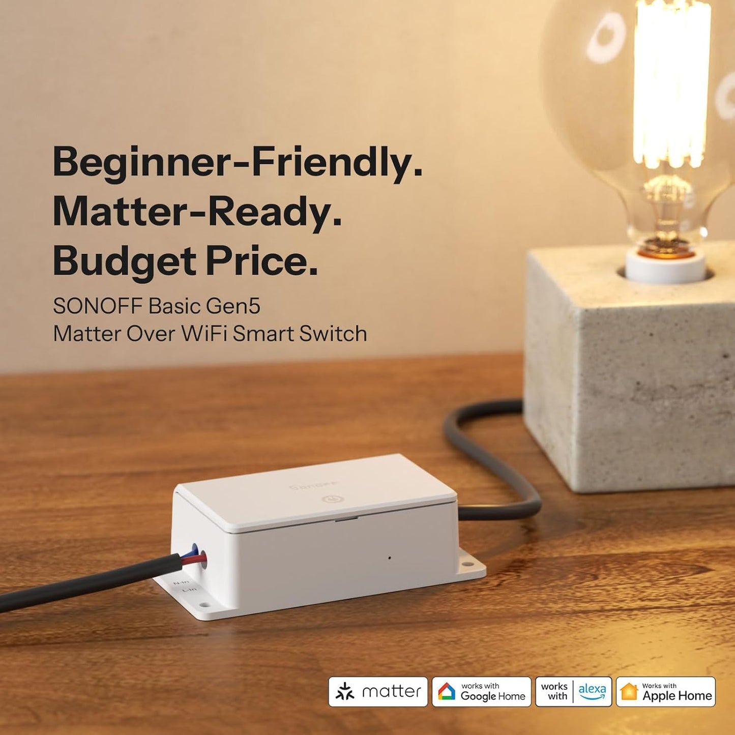 Matter Wi-Fi Smart Switch — Apple Home, Alexa & Google, No Hub Required (4-Pack)