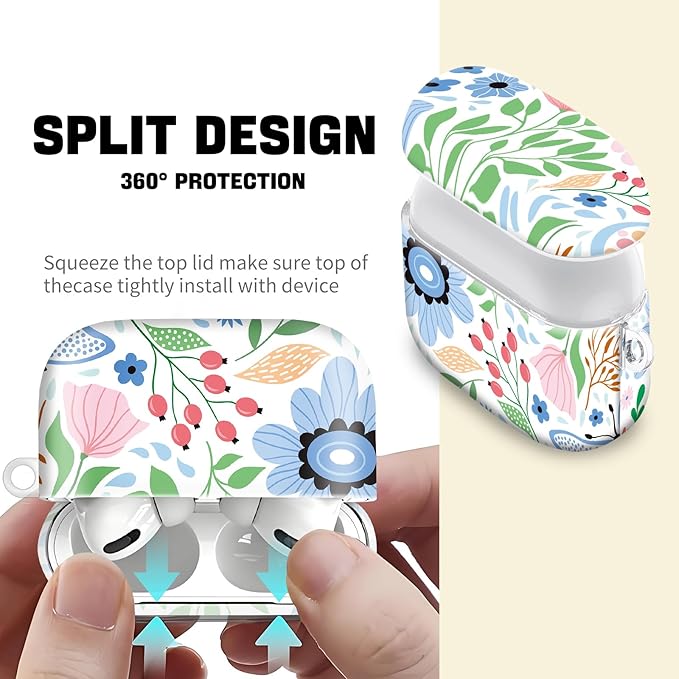 Compatible with AirPod Pro 2nd//1st Generation Case Cover with Key Chain,Full Protective Shockproof Wireless Headphone Case for Airpod Pro 2023/2022/2019(Blue Butterfly)
