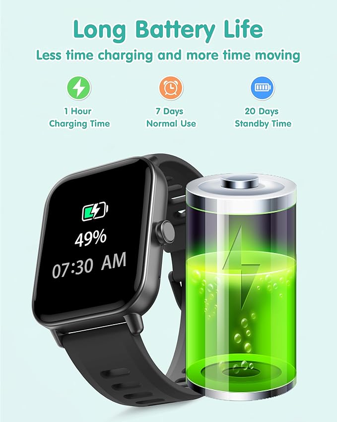 Kids Smart Watch, Kids Watch No Phone Needed Heart Rate & Sleep Tracker, Stress & SpO2 Monitor, 1.8" Fitness Tracker Step Counter, Alarm Clock, Games, Swimming Watch for Boys Girls Teens Aged 5+