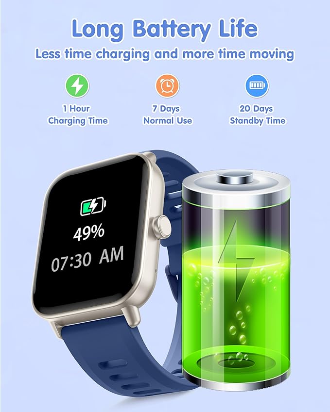 Kids Smart Watch, Kids Watch No Phone Needed Heart Rate & Sleep Tracker, Stress & SpO2 Monitor, 1.8" Fitness Tracker Step Counter, Alarm Clock, Games, Swimming Watch for Boys Girls Teens Aged 5+