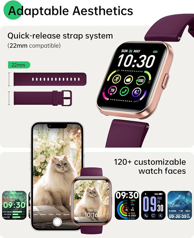 Smart Watches for Women (Android & iPhones), 1.83" HD Alexa Built-in Smart Wacth With Heart Rate Monitor, Sleep/Step Tracker, 120+ Sport Modes Fitness Tracker Watch for Women, 3ATM Waterproof Watch