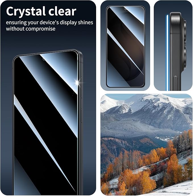 3-Pack Privacy Screen Protector for Samsung Galaxy S26+/S26 Plus/S25 Edge, Anti-Spy Tempered Glass Film, Dark Private Black Protection, 9H Hardness, Anti-Scratch, Anti-Shatter, Bubble Free, Case Friendly